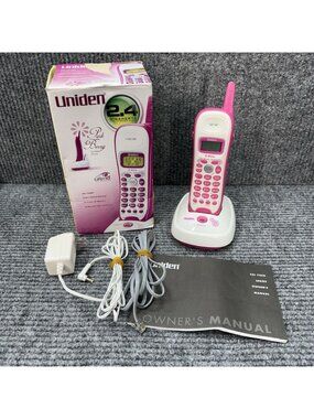 Vintage Y2K Uniden Cordless Phone Pink Berry Floral Caller ID Tested EXI 7246P